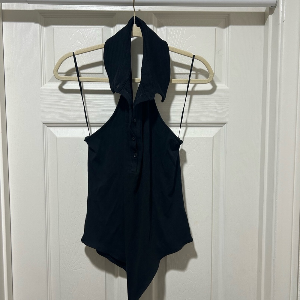 Abercrombie & Fitch Black Asymmetrical Sleeveless Bodysuit